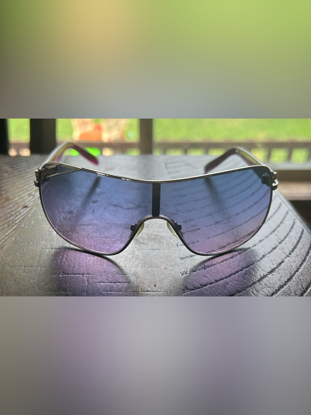 GUESS Blue and Purple Sunglasses with Original Cheetah Print Case